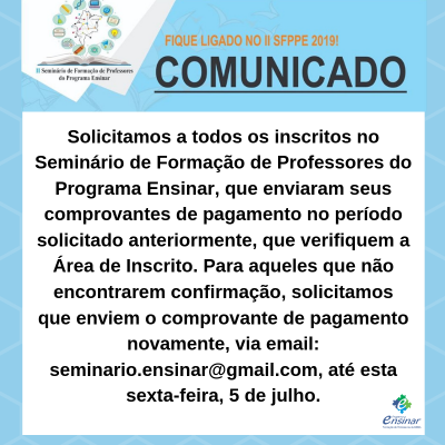 Comunicado – Verificação Área de Inscrito