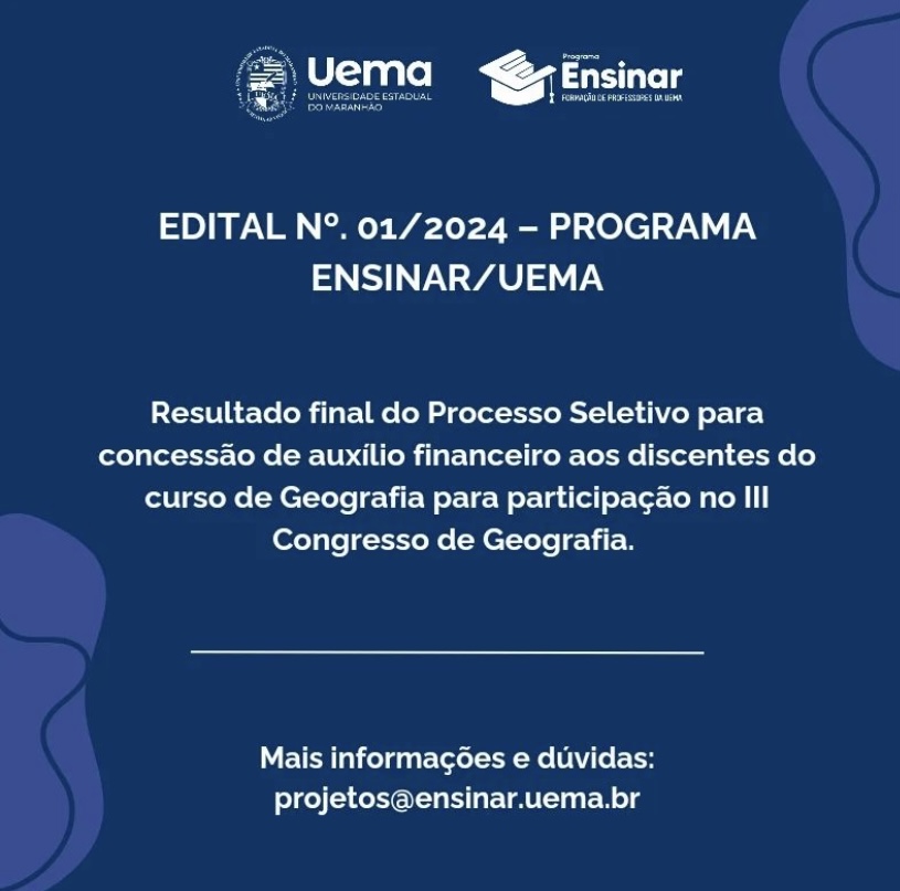 Resultado final do Processo Seletivo para concessão de auxílio financeiro aos discentes de Geografia